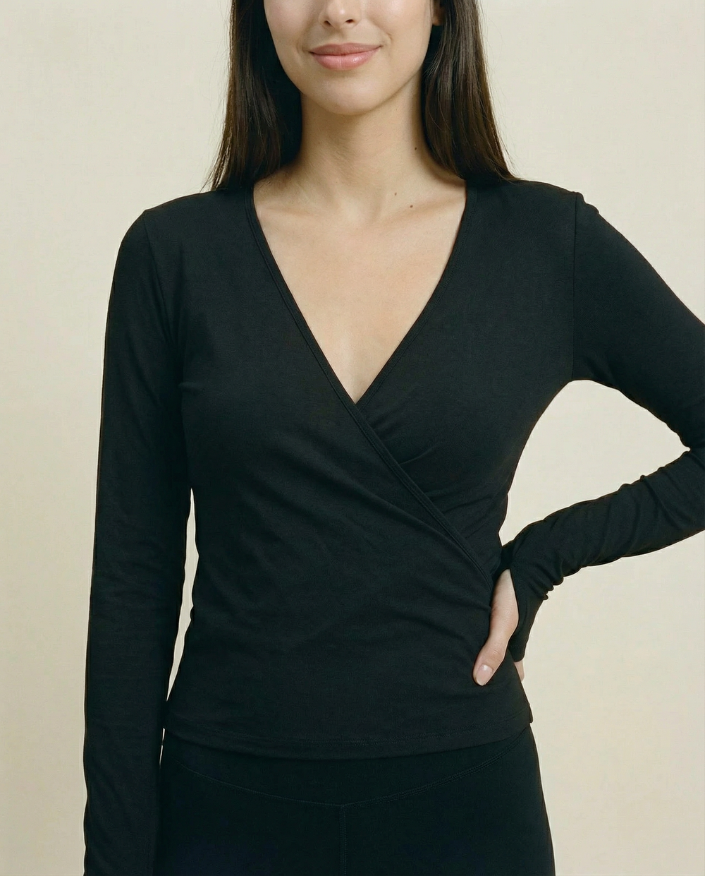 Bex Women's Black Wrap Ballet Top