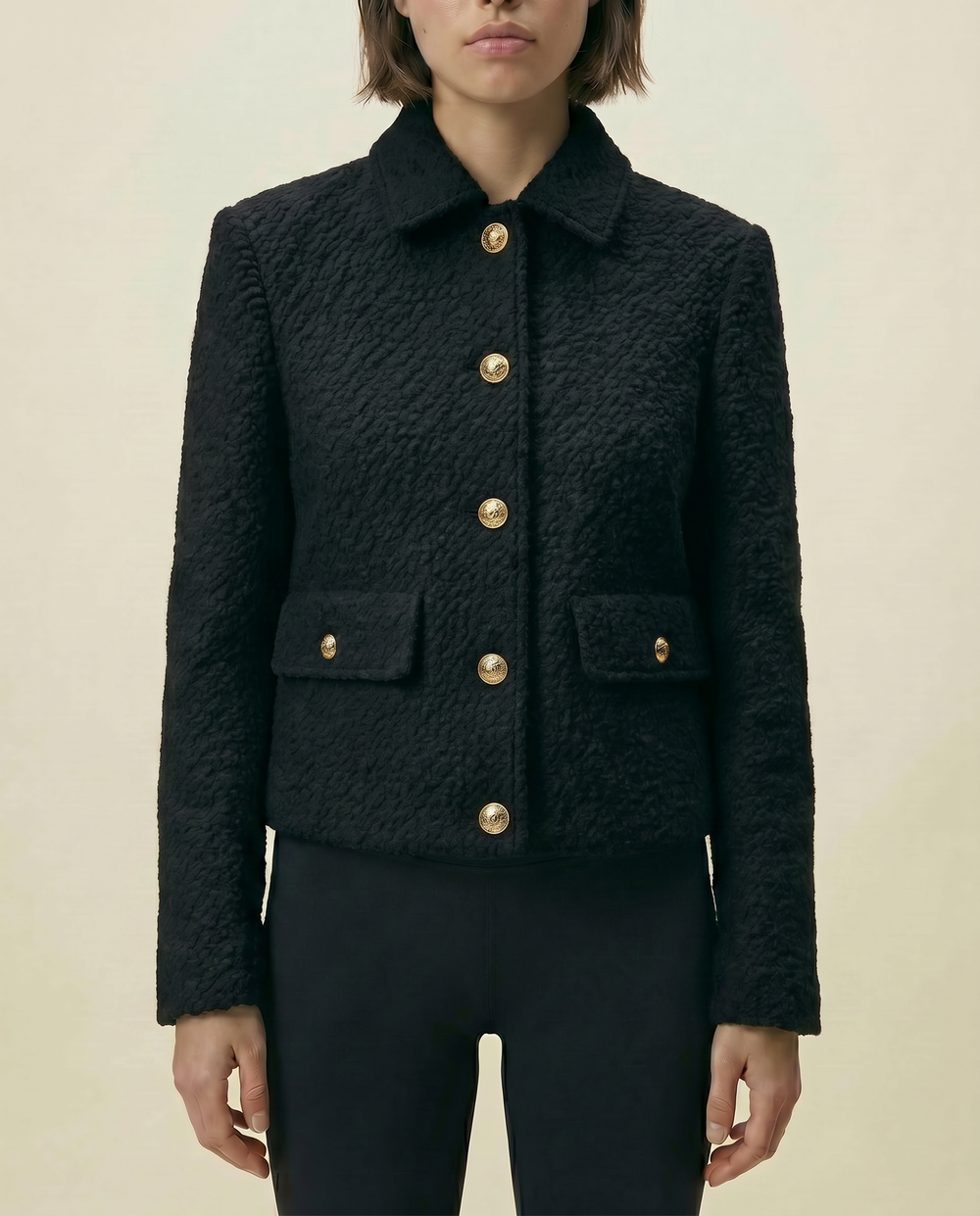 Women's Short Black Bouclé Jacket