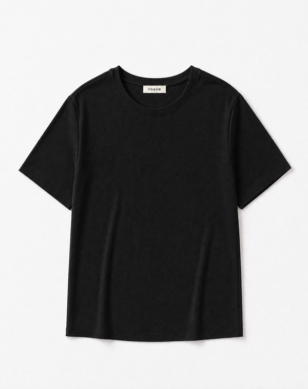 Women's Round Neck Loose Black  Soft T-Shirt