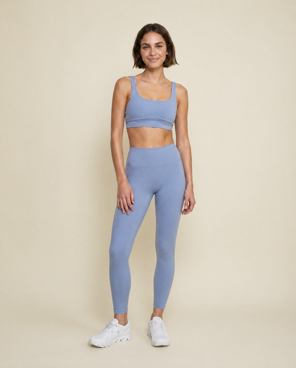 High-Waisted Sports Leggings in Light Blue