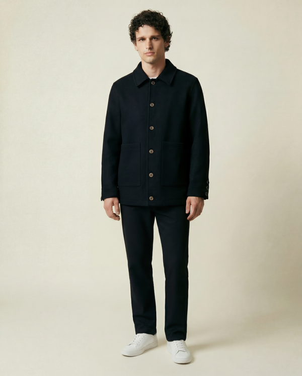 The Fletcher Men's Wool and Camel Hair Black Jacket