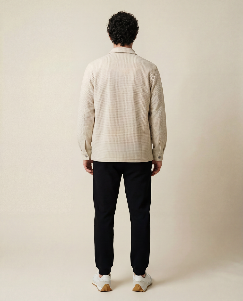 Frewin Men's Beige Waffle Overshirt Shacket