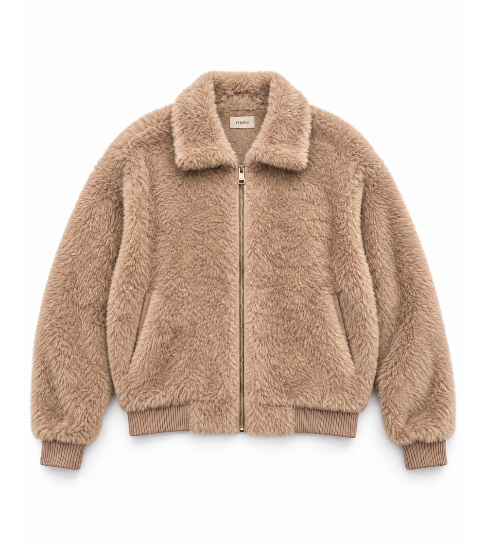 Women’s Soft Camel Zip Bomber Jacket - Pre Order*