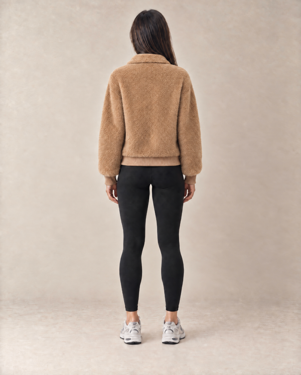 Women’s Soft Camel Margot Zip Bomber Jacket