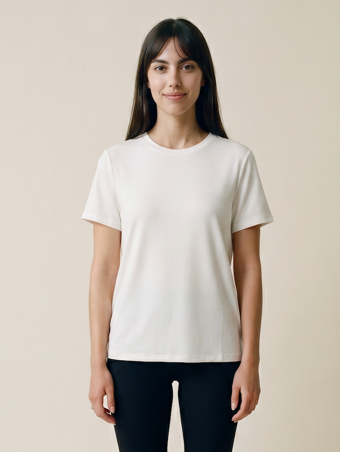 Women's Round Neck Loose White Soft T-Shirt