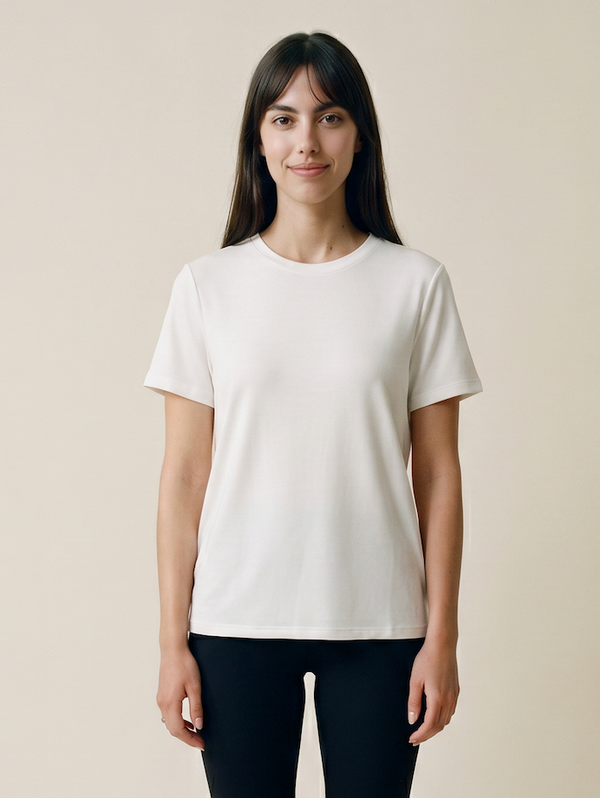 Women's Round Neck Loose White Soft T-Shirt