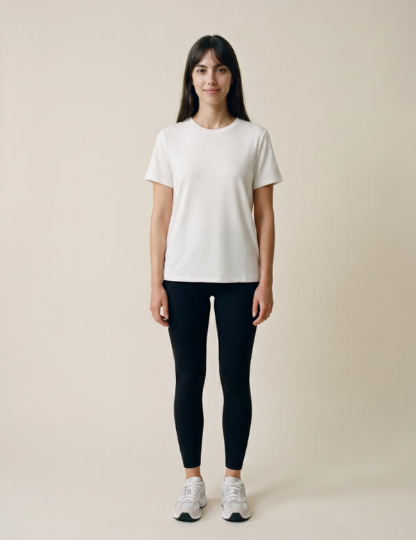 Women's Round Neck Loose White Soft T-Shirt