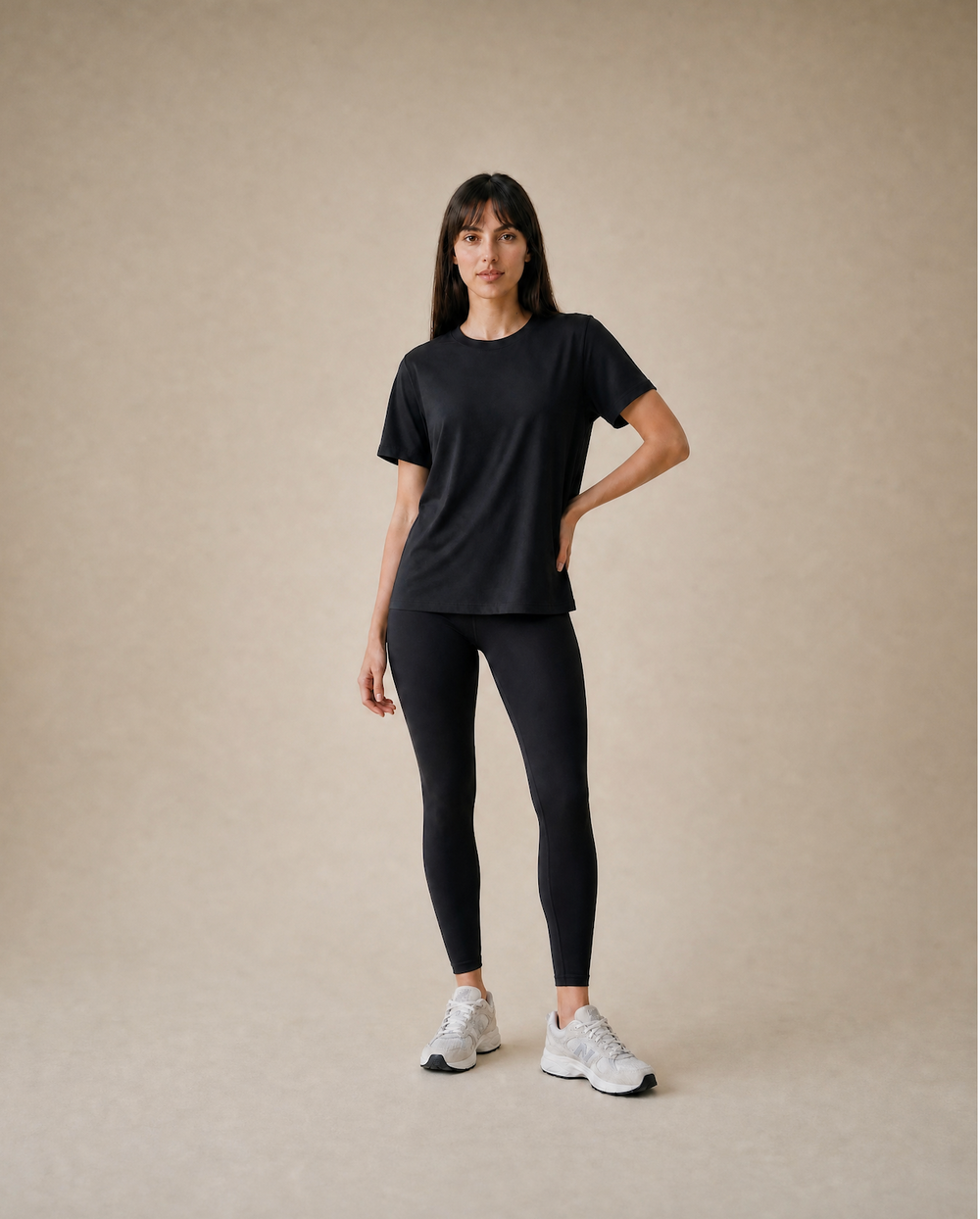 Women's Round Neck Loose Black  Soft T-Shirt