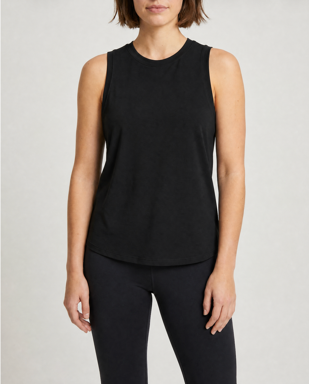 Women's High-Neck Black Vest Top