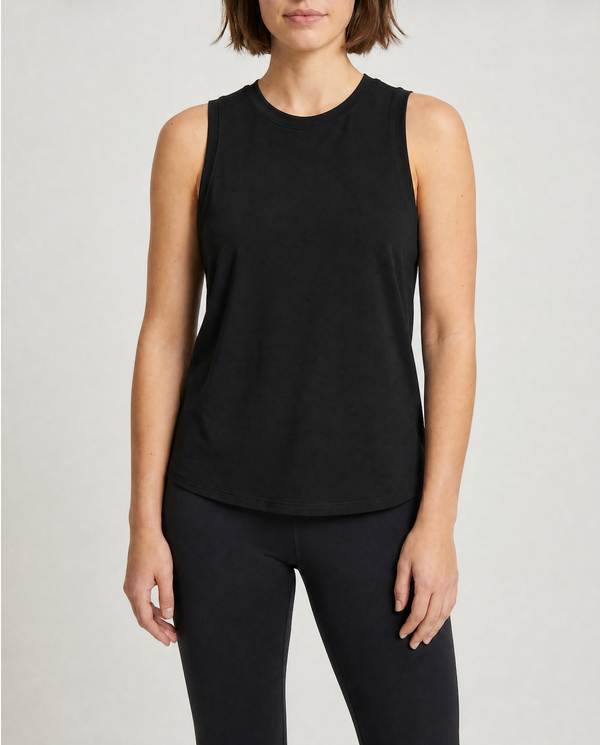 Women's High-Neck Black Vest Top