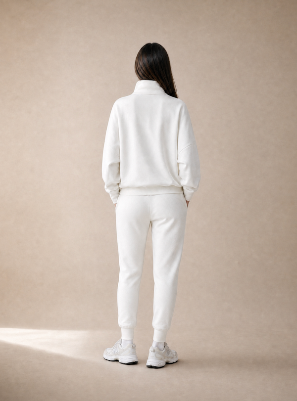 Women's White Slim Cuffed Tracksuit Bottoms *PRE ORDER