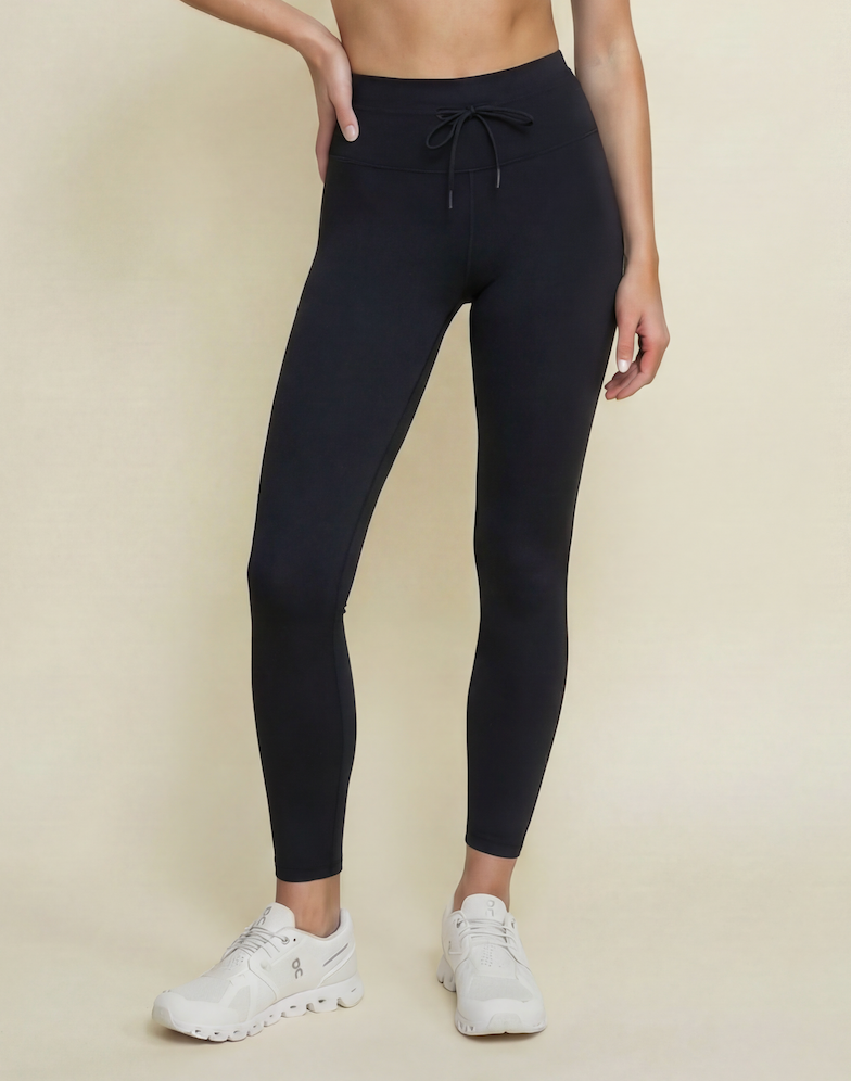 Women's High-Rise Drawstring Black Leggings