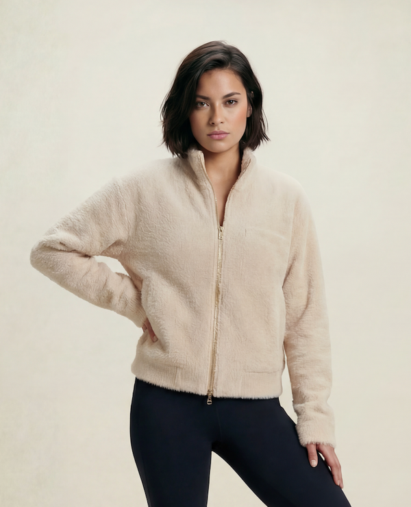 Everyday Emma Women's Soft Beige Double Zip Cardigan
