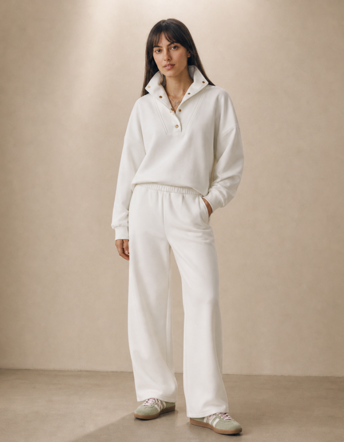 Women's White Wide Legged Tracksuit Bottoms *PRE ORDER