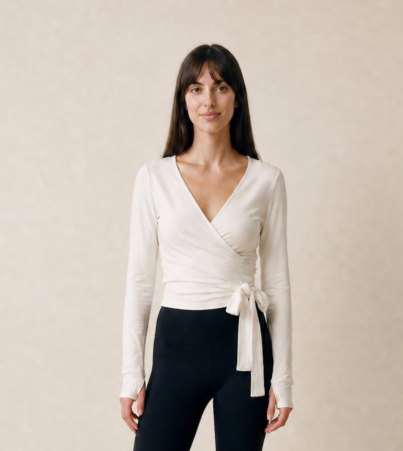 Bex Women's White Wrap Ballet Top