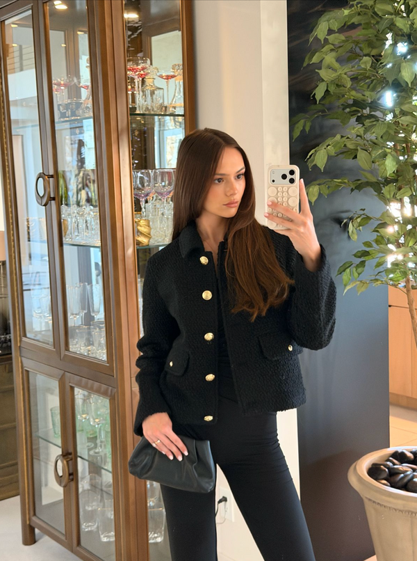 Women's Short Black Bouclé Jacket